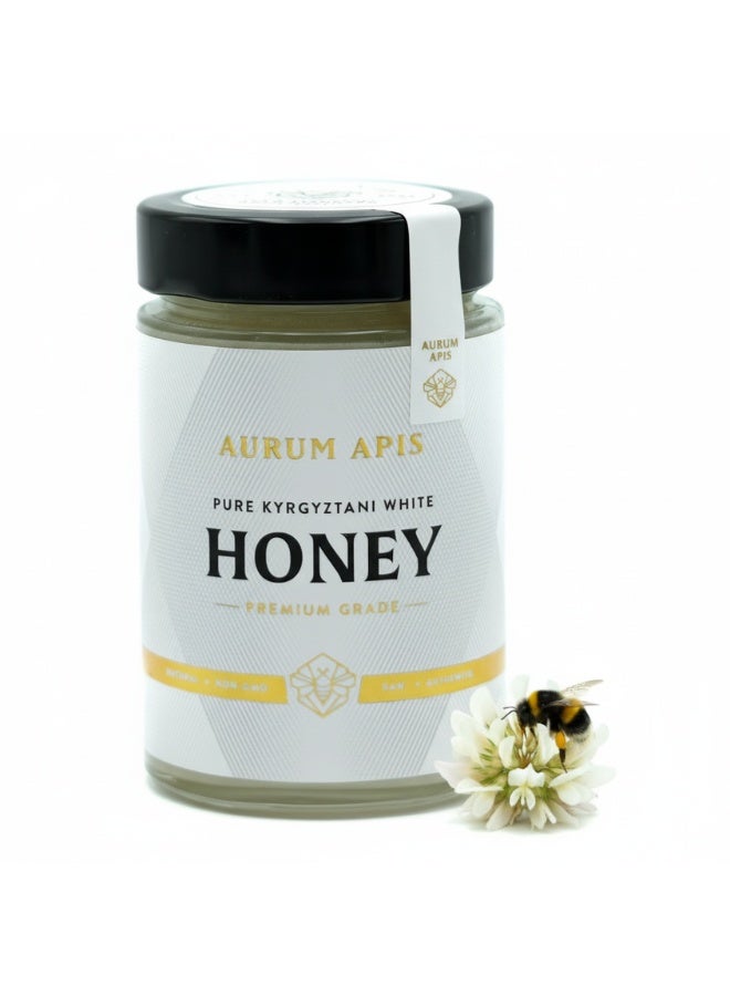 Aurum Apis Kyrgyzstani White Honey, 100% Raw Unfiltered Pure Honey, Hand Harvested Organic Honey, Non-GMO, Rich in Nutrients & Energy Source, Respiratory Relief, Certified Honey – 500g Honey Jar - Image 1